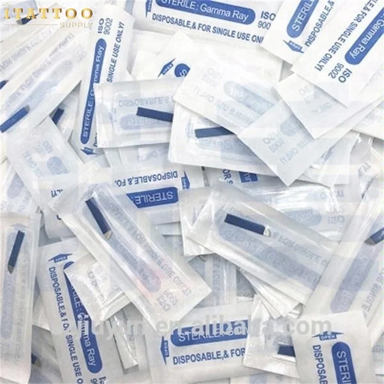 Private Label  0.18 mm Sharpest 304 Stainless Steel Microblading Needles Blades Black Cover  Eyebrow blade microblading