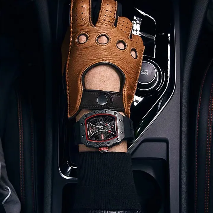 Mechanical watch manufacturer Custom stainless steel skeleton mens luxury tourbillon waterproof mans automatic watch