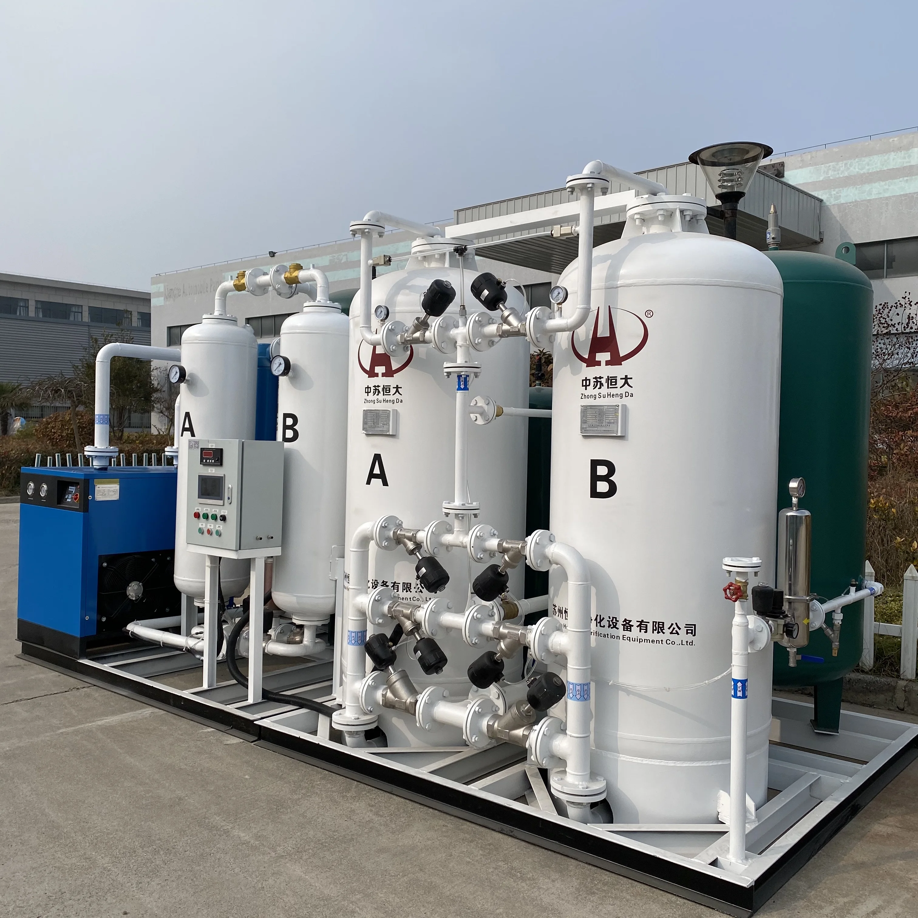 Chinese Famous Brand Siemens PLC Controlled 55Nm3/h PSA Oxygen Generator with Container