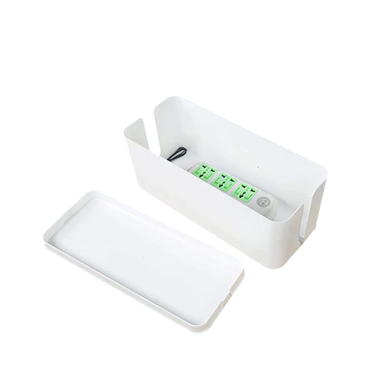 Cable Management Box Wire Organizer Box with Phone Holder Large Power Cable Box to Hide Power Strip & Under Desk TV Computer