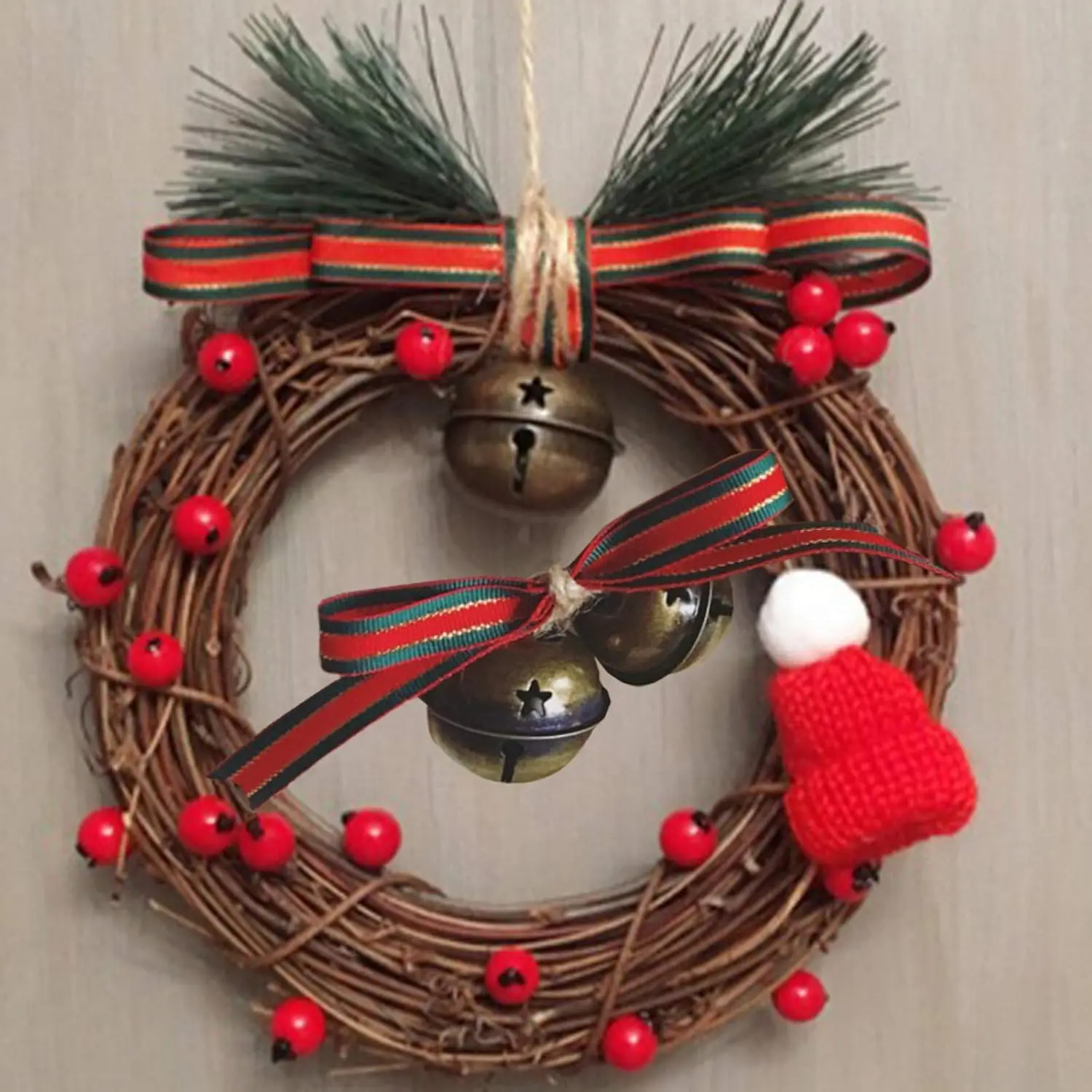 Bronze Jingle Bells 1.34 Inches Star with Snowflakes Design Small Elliptical Antique Brass Bell for Crafts Christmas