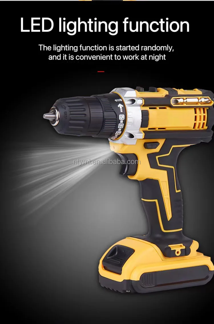 21V Li-ion Cordless Impact Drill Power Screw drivers Two Speed Electric Hand Drill Multi function Electric Screwdriver