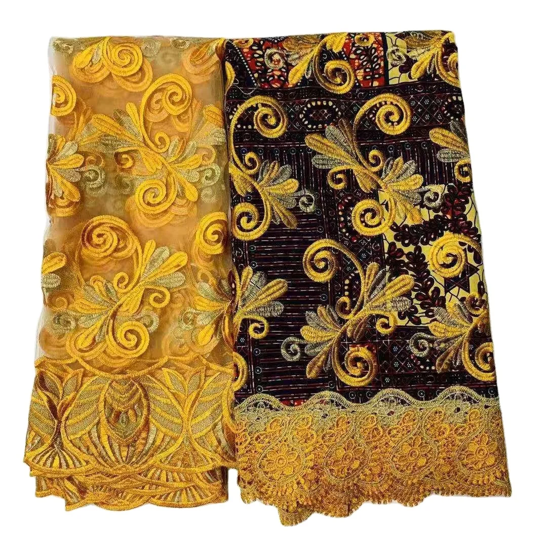 100% polyester big flower embroidered french Swiss Organza lace fabric Nigeria For Wedding Party 6yard per roll