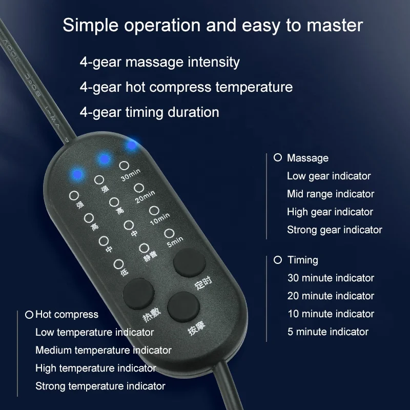 Soft Comfortable Vibration Hot Compress Massage Pillow Cervical Leg Shiatsu Massager Simple Control Timing Memory Massage Pillow