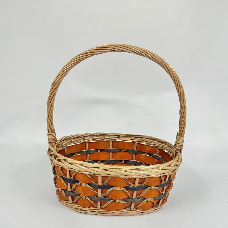 Hand Woven Wicker Wood Chip Gift Basket
