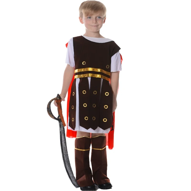 Костюм Римского солдата для мальчиков, наряд, Хэллоуин, вечеринка, крутой косплей, гладиатор, костюм для ребенка