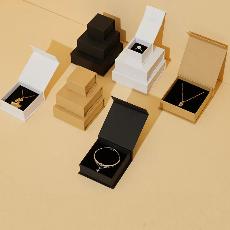Wholesale Clamshell Square Custom Logo Many Sizes Folding Earring Bracelet Jewelry Box Packaging