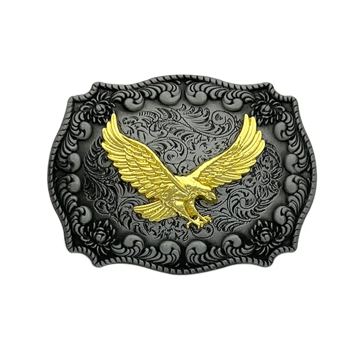 wholesale zinc alloy Western cowboy eagle belt buckle custom brand logo metal plate belt buckle for leather belt
