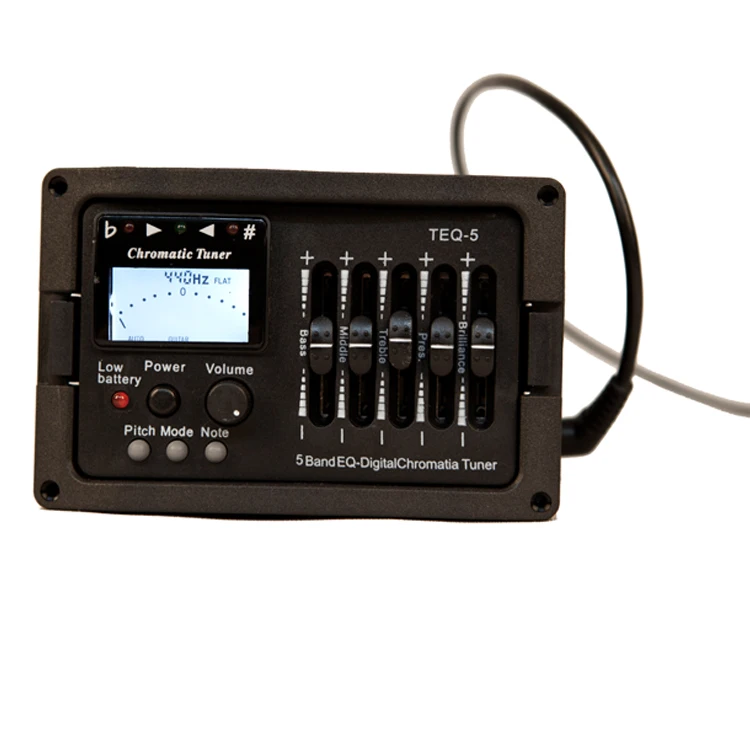 TEQ-5 Factory Price 5 band EQ Acoustic Guitar Pickup LED Guitar Equalizer with tuner