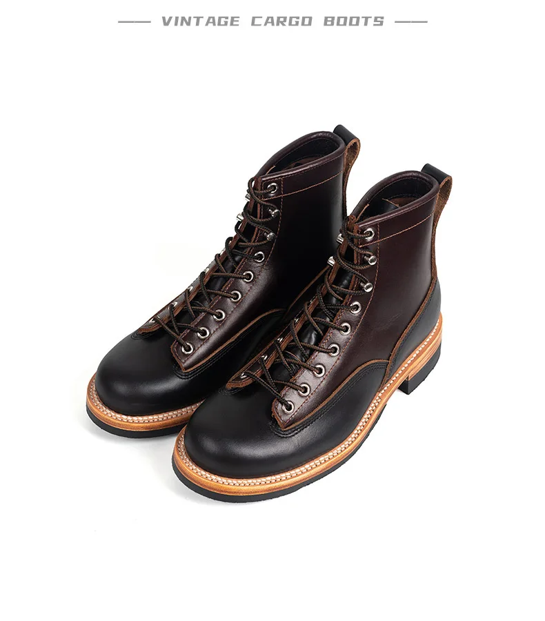 Tooling leather boots vintage leather outsole Martin boots fall winter men top cowhide boots wholesale high handmade shoes