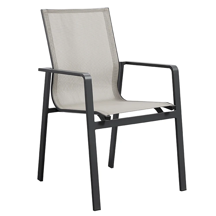 Outdoor Patio Garden Pool Chairs Grey Mesh Stacking Bistro Restaurant Dining Chair