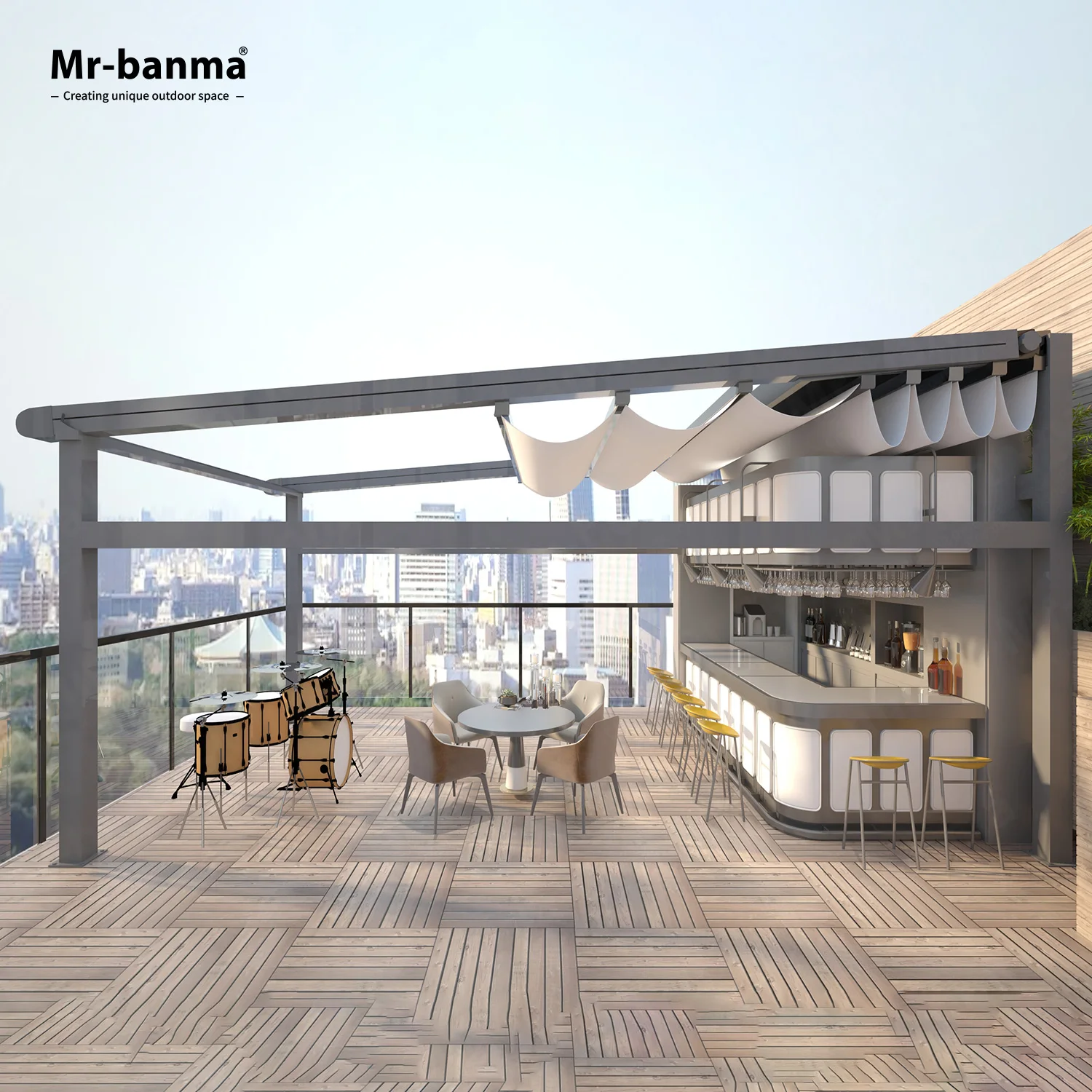 Hot Selling Wind Resistant Fabricant 3x3 Pergola Fabric Awning Replacement For Restaurant