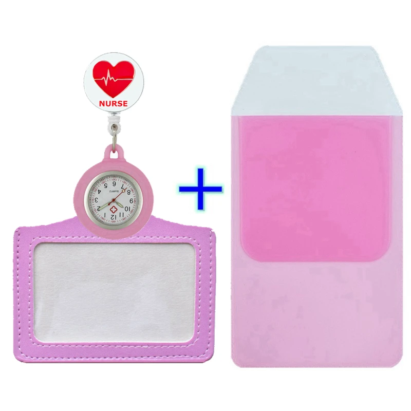 New nurse doctor Glass Cabochon Stethoscope pocket watches Clip Retractable Reel ID Badge Name Holder pen bags gift watches