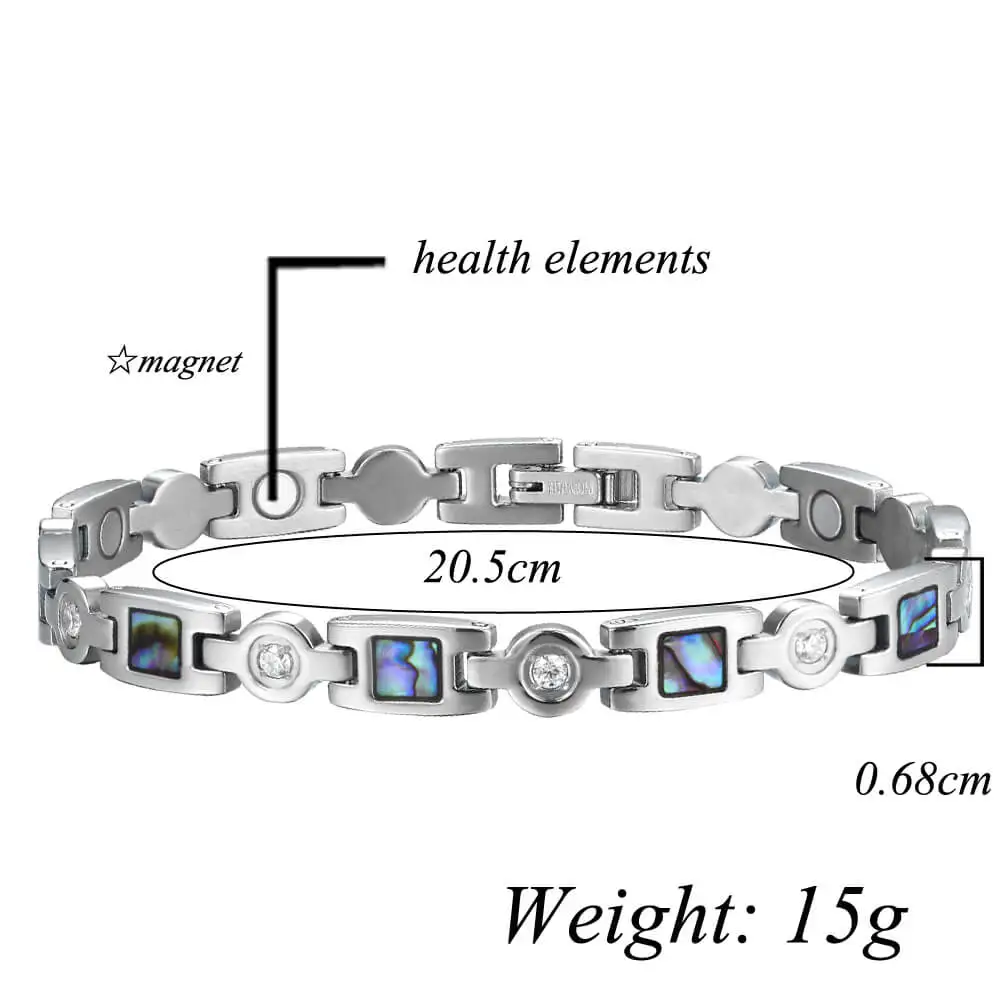 BioMagnetic Jewelry Shell Pattern Crystal Adjustable Magnetic Titanium Diamond Bracelet Women