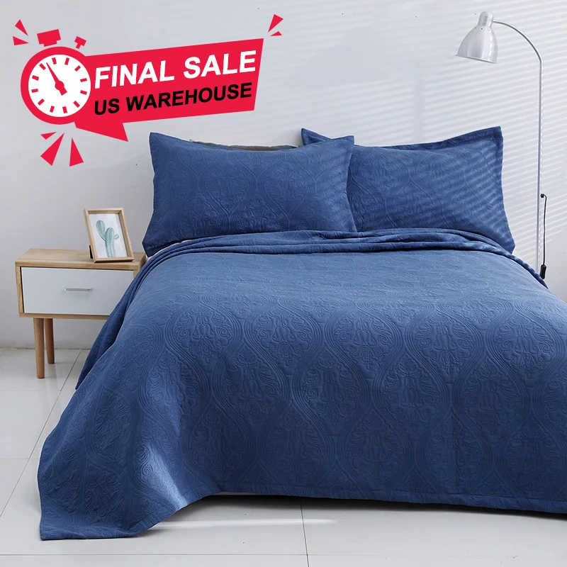 Ship from the U.S. Clearance sale Quilt Set Twin Size Jacquard Pattern Coverlet Soft Microfiber Lightweight Bedding Sets
