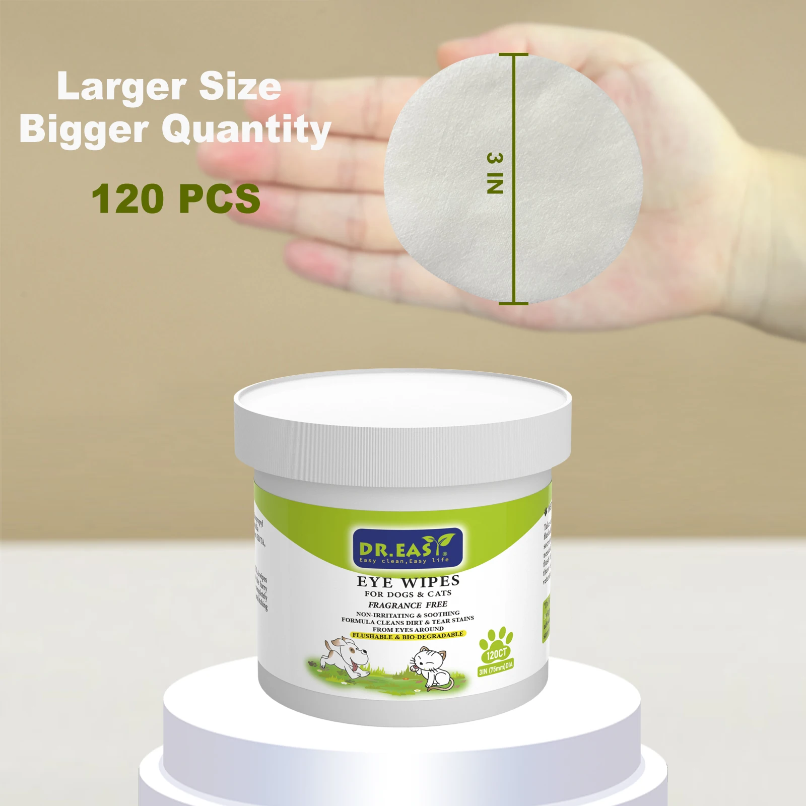 100% Biodegradable flushable Dog Cat Pet Grooming Ear Eye Wet Wipes