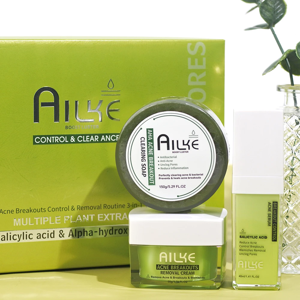 Beauty Skincare 3 Pieces Products Organic Black Skin Oily Face Beauty LKIAE Anti Acne Skin Care Set For Black Women