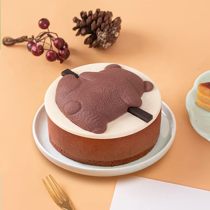 New Design 4 Inches Bear Bouncy Pudding Silicone Mousse Cake Mold for Mousse Making