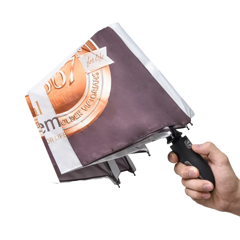 DIY Customized Design Sublimation automatic 3 Folding Umbrella With Customized Gift Box