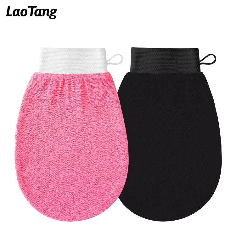 MOQ 50 With Packaging Body Cleaning 100% Natural Custom Exfoliating Gloves Viscose Exfoliating Glove Bath Mitts