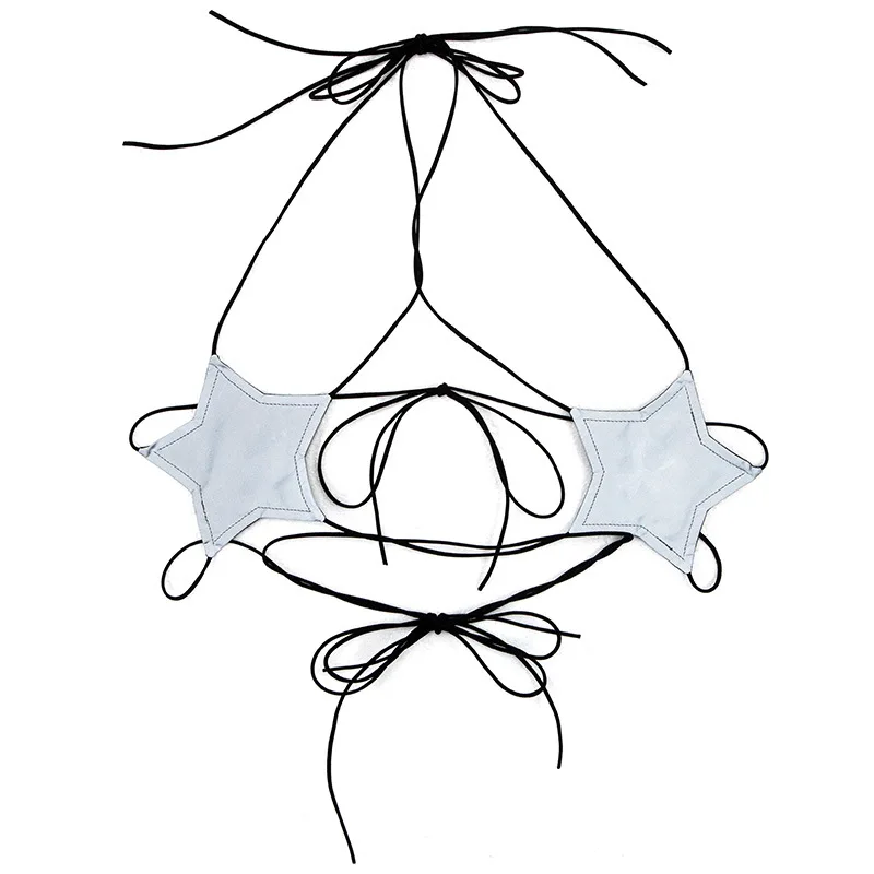 HKMN Sexy Women Lingerie Set PVC Leather Wet Look Open Halter Bra G-String Clubwear Halter Black