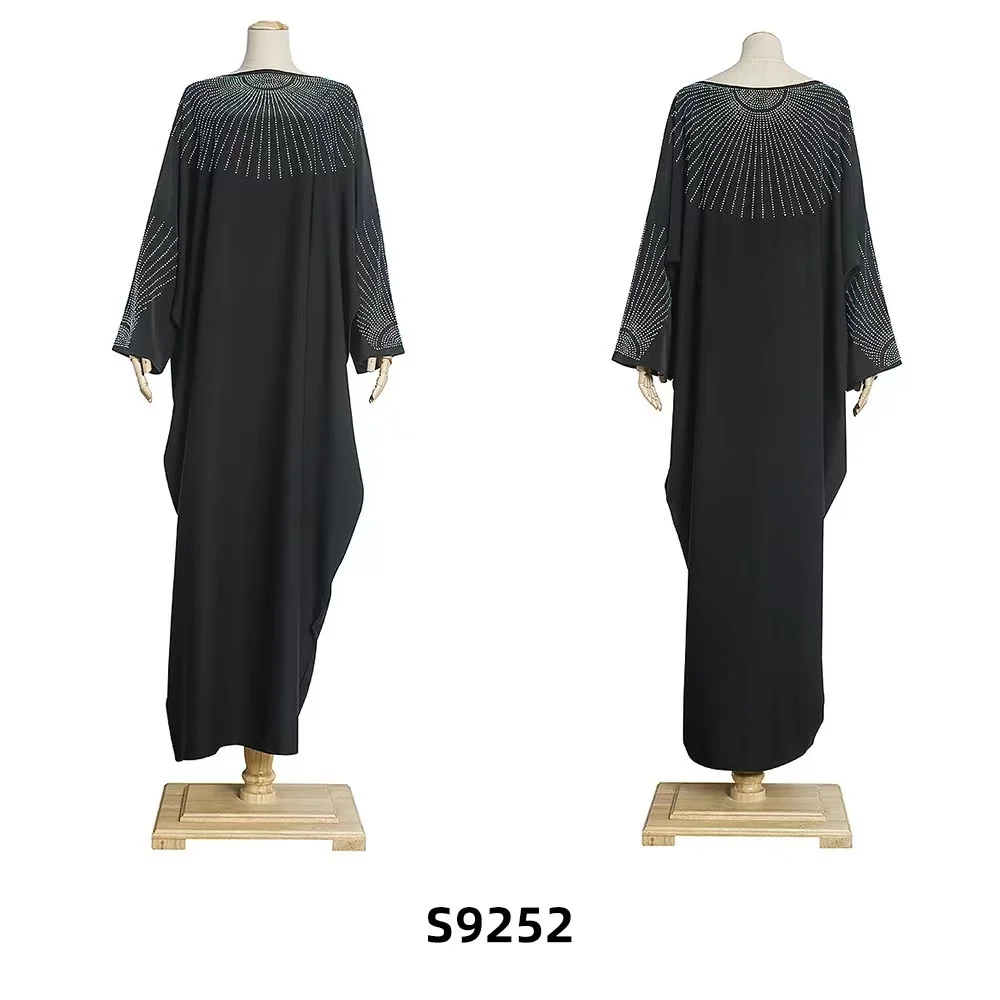 J&H 2022 latest design luxury rhinestone abaya women muslim dress black robes free size Islamic clothing kaftan style