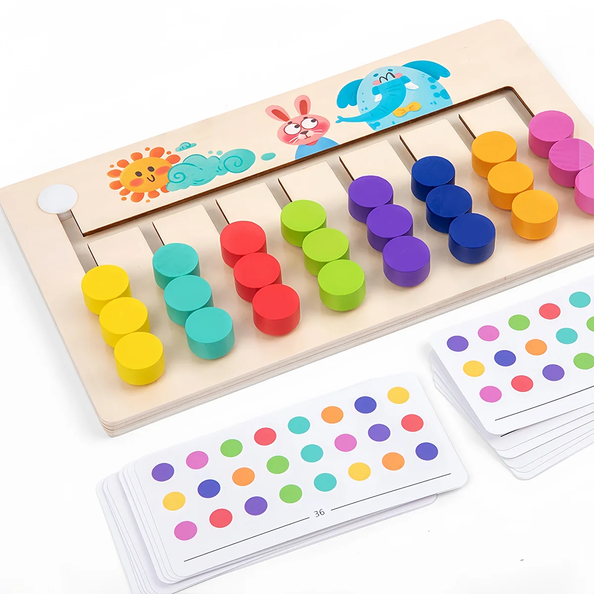 Wooden 12 Colors Logical Thinking Matching Maze Game Early Educational Montessori Focus Training Parent-child Interactive Toys
