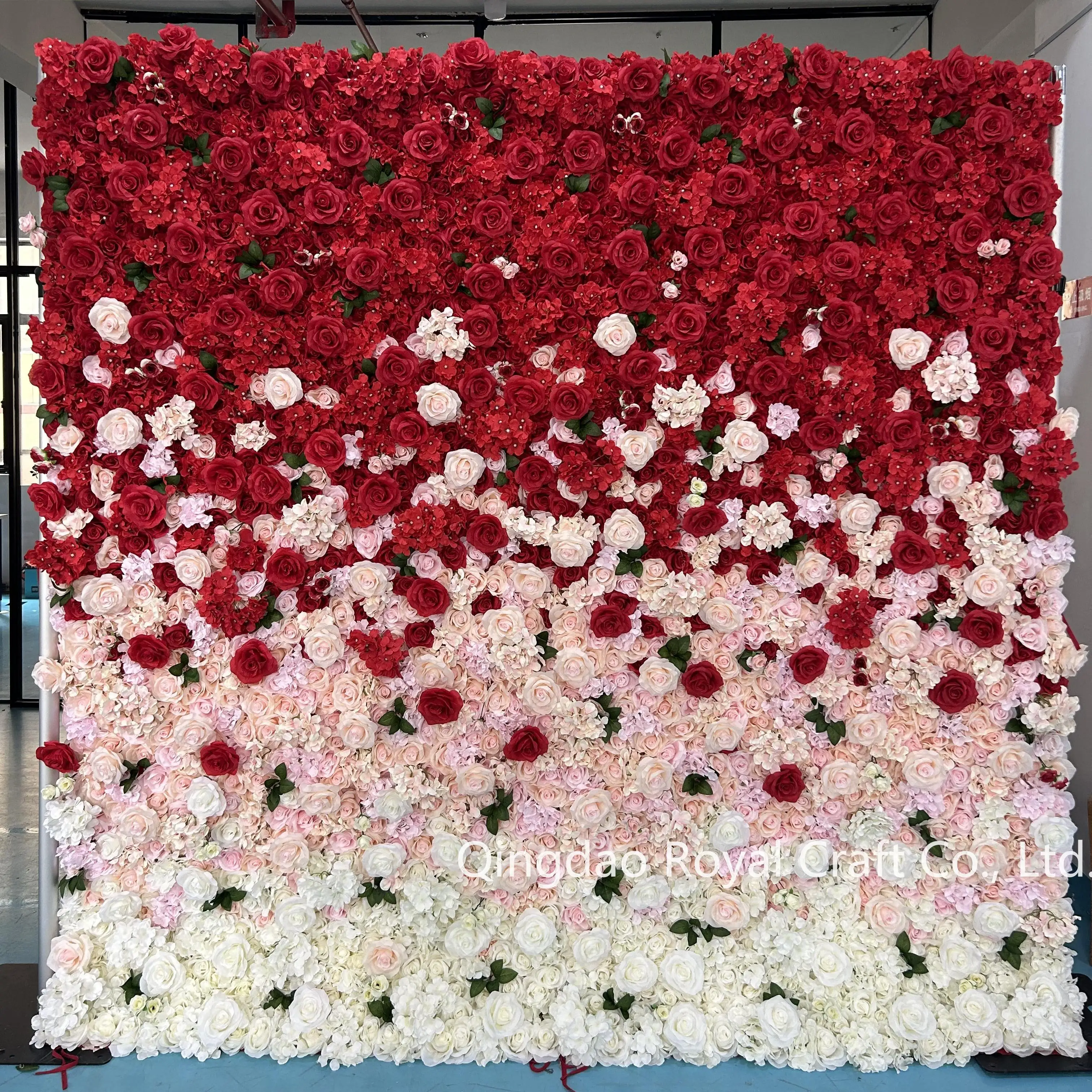 Wedding Wholesale Silk Flower New Design Pink Stereo 5d Activity Flower Wall Artificial Flower 8*8