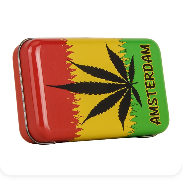 Customized Brand Tobacco Tin Box With Hinged Lid Portable Tobacco Case Tin Smoking Accessories Metal Box For Cigarettes
