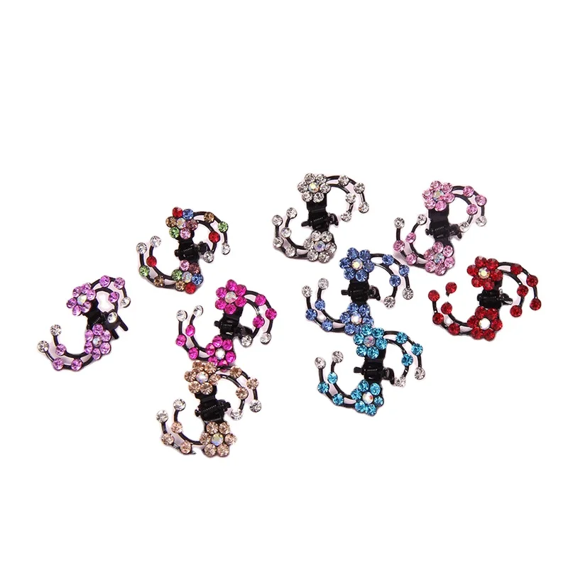 Mini Hair Clips Metal Mini Jaw Clip Blossom Rhinestone Crystal Claw Hair Clip