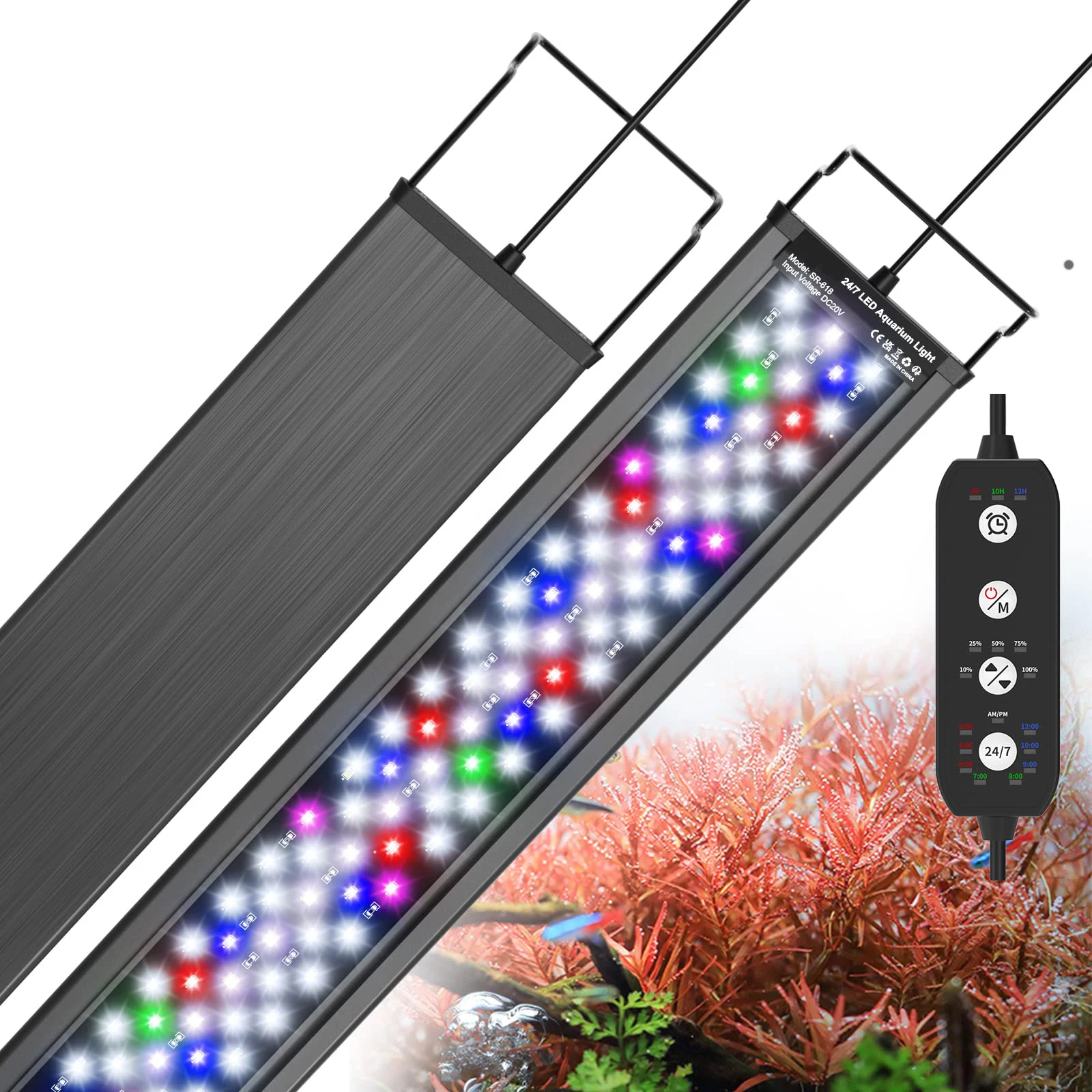 24/7 LED luz del acuario lamparas para acuario Full Spectrum ultrathin led aquarium lighting lamp aquatic plant for fish tank