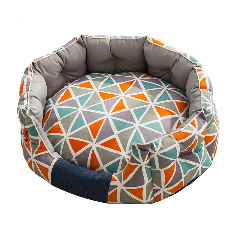 Contrast Color Warm Pet Nest Dog Bed Cat Bed Round Indoor Luxury Pet Houses
