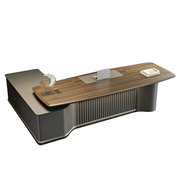 Fashion Office  boss Table Luxury Office Desk Modern Design L-Shape Modern Style with MDF Material Offices Tables and Chairs Set