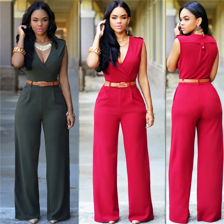 Top Quality Blouse Bodysuit OL Style Wide leg pants jumpsuits women 2019 Blouse for wholesales