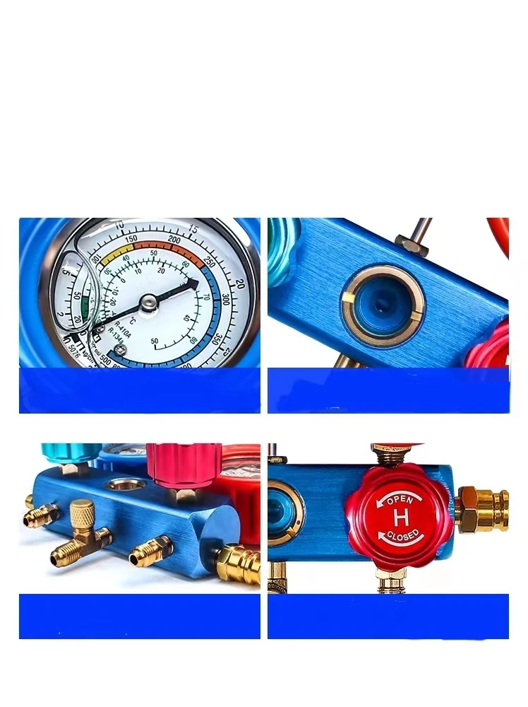 Utranee Wholesale 6-Piece Set HS-2A32 Double Gauge Valve Sleeve Box Pressure Gauges Fluoridation Tools  R134a