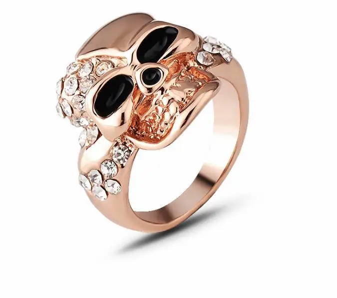 Vintage Jewelry Haunted House Skull Ring Vintage Rose Gold Diamond Ring For Women