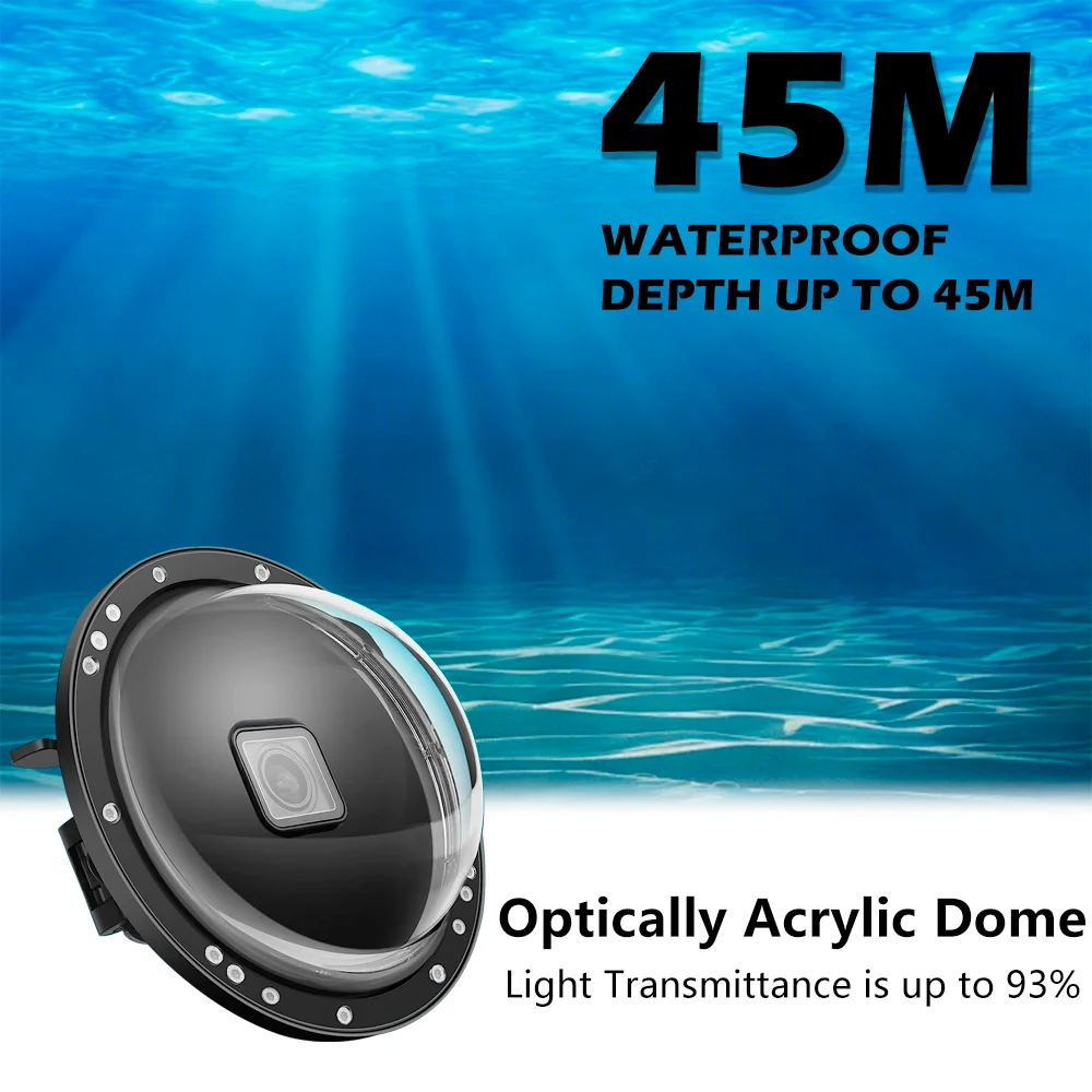 go pro action camera dome port lens waterproof housing case underwater diving photography cover