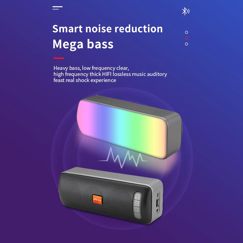 Factory Price Portable Wireless Waterproof Fm Radio 1200Mah Subwoofer Stereo Party Led Light Speaker