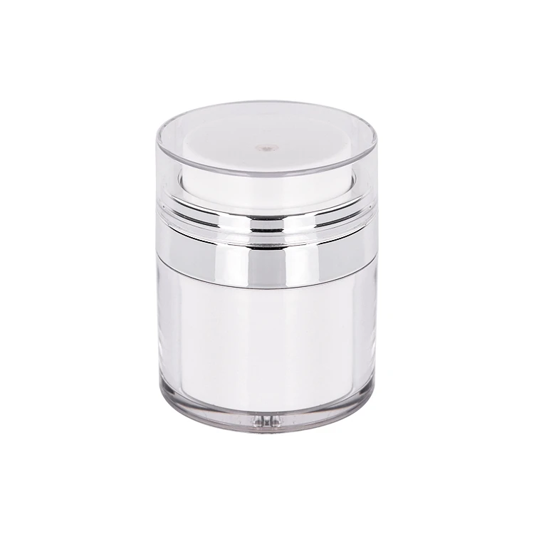 cylinder acrylic cream packaging airless jar refillable round airless pump jar refillable double wall  refillable airless jar