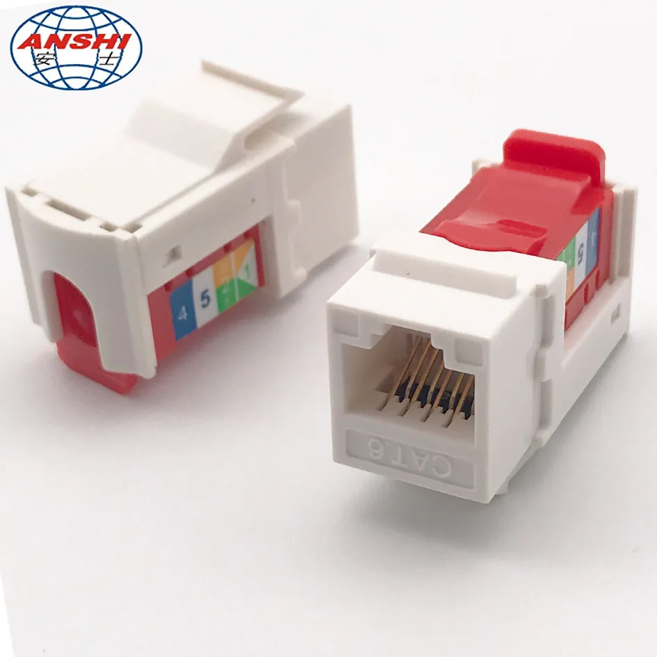 ANSHI Network CAT6 90 Degree UTP Toolless Wall Jack RJ45 Keystone Jack