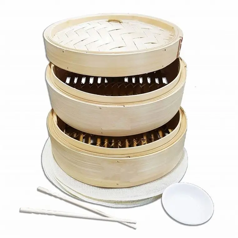 Vassoio Per La Cottura A Vapore Di Spaghetti  Vaporizzatore Dim Sum Bao Buns Piroscafi In Bambu Da 4,5 Pollici