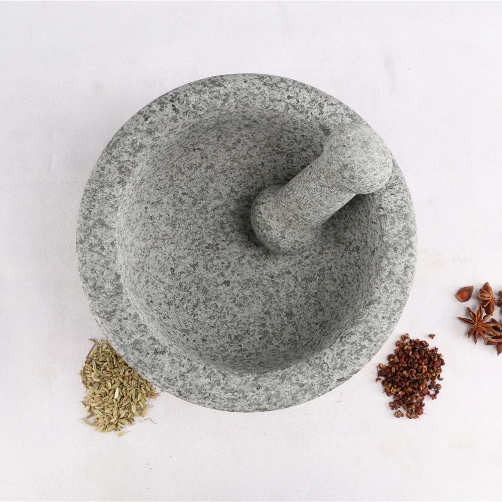 Natural stone mortar and pestle set for Kitchen large granite giant Molcajete Guacamole Avocado