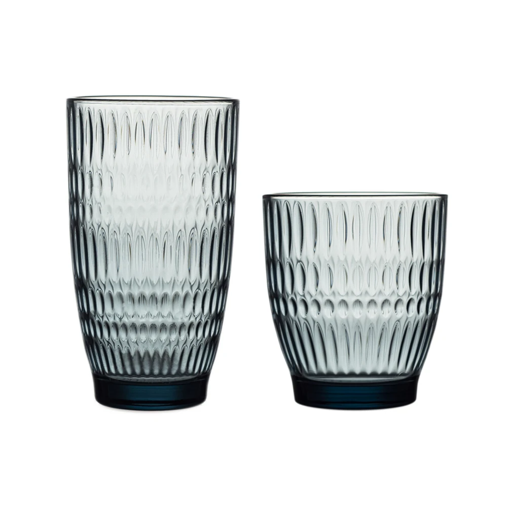 Hot Sale Embossed Glass Tumbler Solid Stripe Design for Parties Wine & Cocktail Cocktail Glass