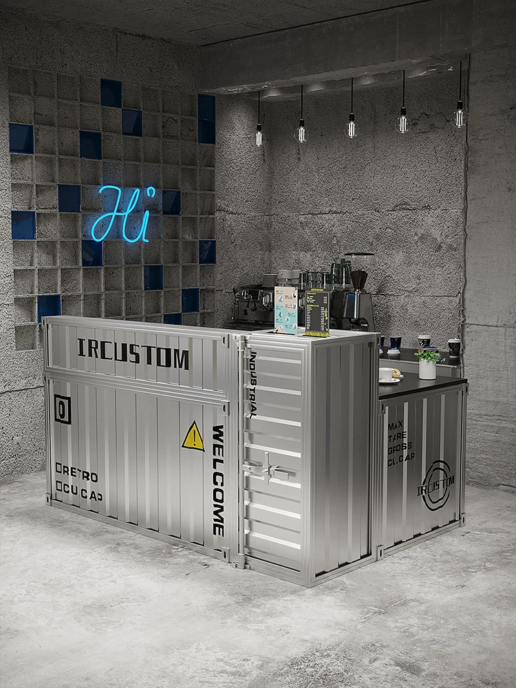 Hot selling retro bar cashier wrought iron container milk tea shop clothing store industrial style furniture creative corner rec