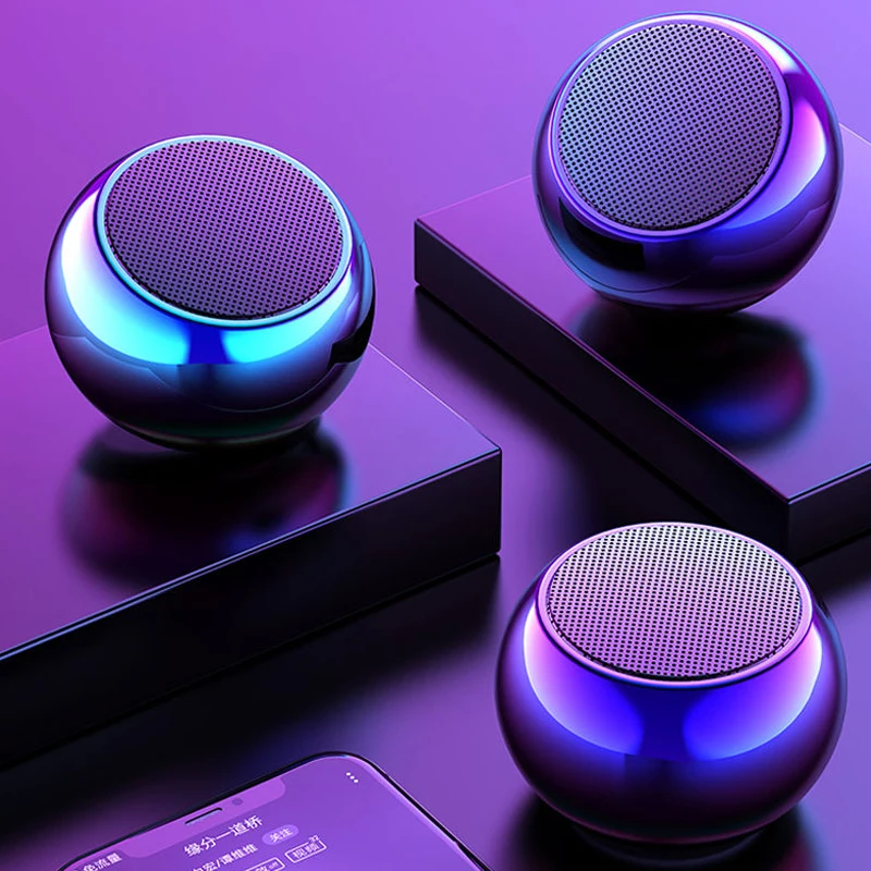 M3 Colorful Wireless Speakers 3d Mini Electroplating Round Steel Cannon Blue Tooth Speaker Radio Support U Disk Subwoofer