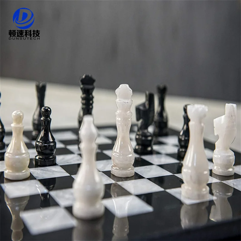 High quality 3 in 1 fide nordic stone tournament marble chess black white pieces sets for men