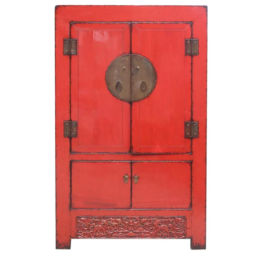 Chinese antique hand restored country style handpainted wardrobe armoire