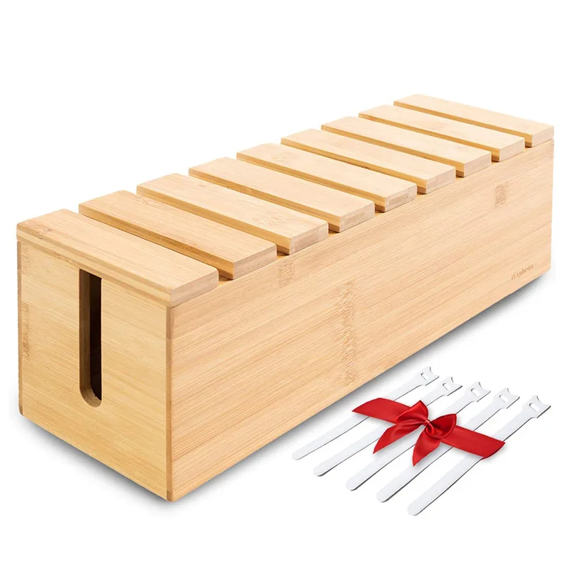 Лидер продаж, Бамбуковая коробка для хранения шнура питания хорошего качества