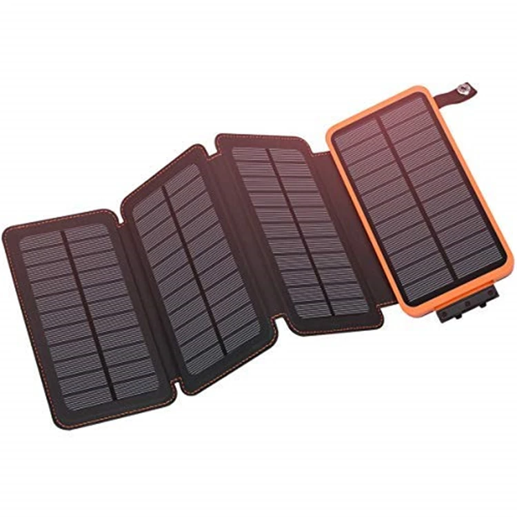Camping Emergency Waterproof Dual USB Portable 10000mAh 16000mah Mini Mobile Charger Foldable Solar Power Bank For Smartphone