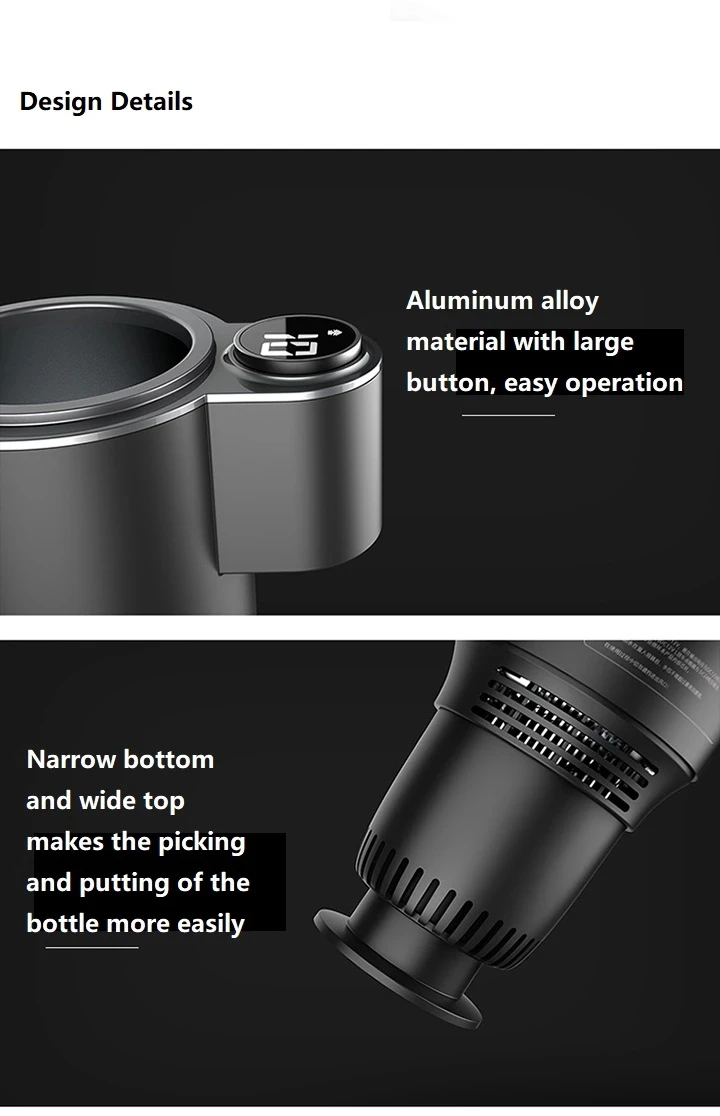 
2 In-1 Auto Hot Cold Holder Car Warmer Cooler Cup Temperature Control Travel Coffee Mug DC 12V Travel Stainless Steel Smart Cup 